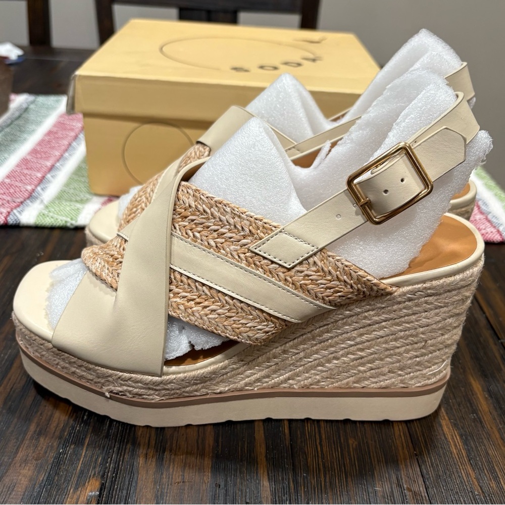 Beige Wedge Sandals - Brand New Never Worn with Original Packaging and Box!
